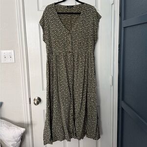 Madewell Olive Green Floral Maxi Dress